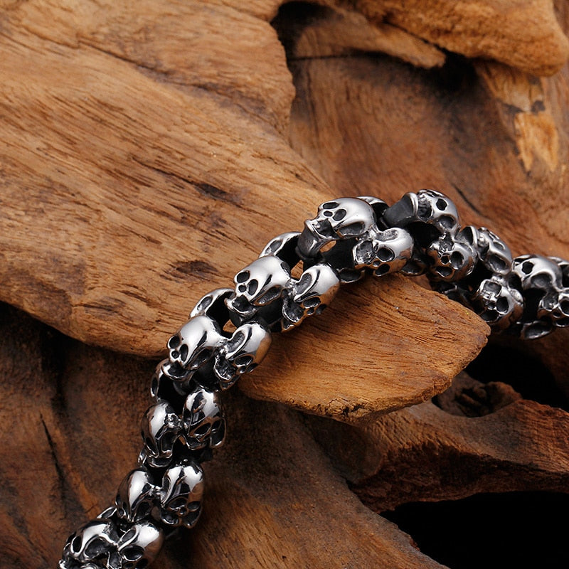 Punk Shiny Matte Skull Charm Link Chain Brecelets