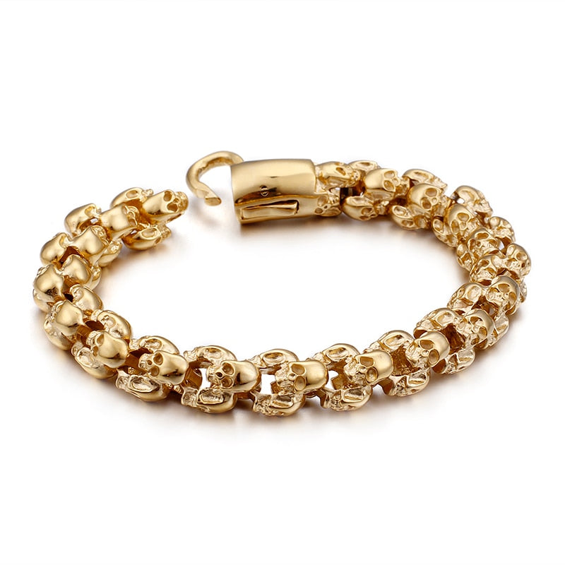 Punk Shiny Matte Skull Charm Link Chain Brecelets
