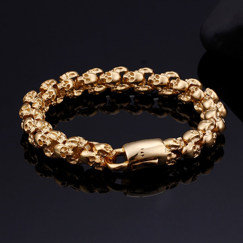 Punk Shiny Matte Skull Charm Link Chain Brecelets