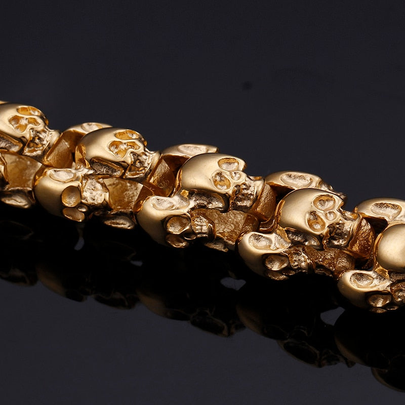 Punk Shiny Matte Skull Charm Link Chain Brecelets