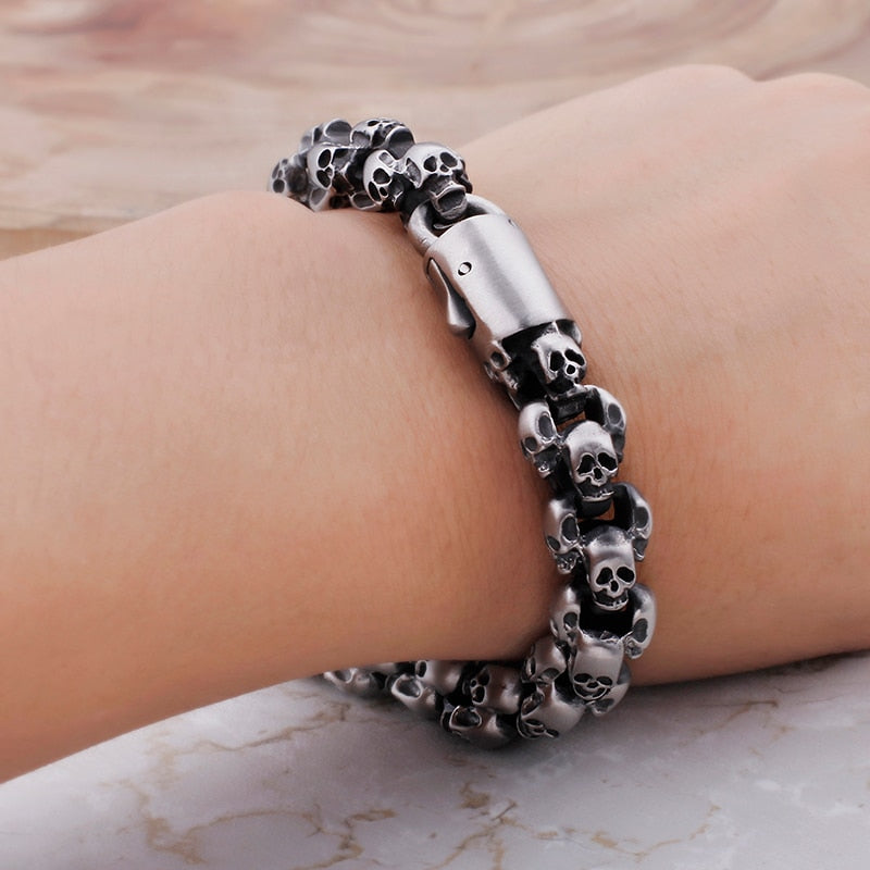 Punk Shiny Matte Skull Charm Link Chain Brecelets
