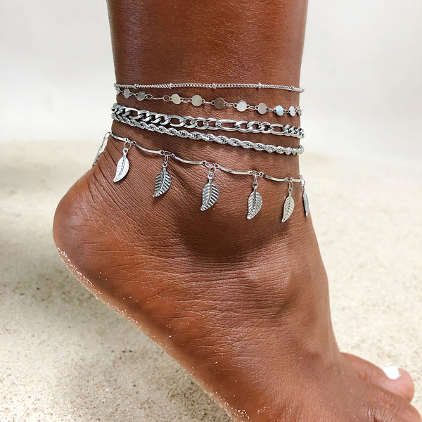 Tobillera de cadena para mujer de playa