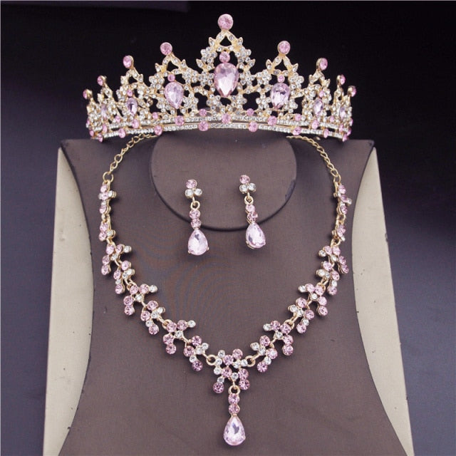 Bridal Jewelry Sets Princess Headband Tiaras Earrings Necklace Sets