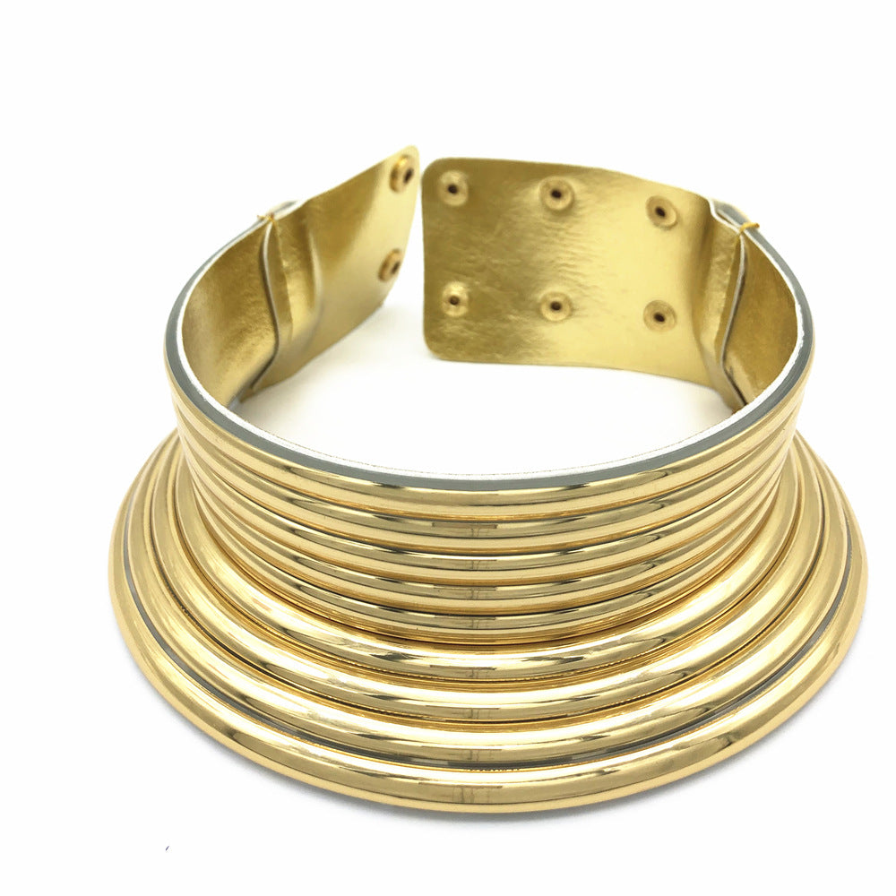 Exaggerated Choker Necklace Two-hand Bracelet Wedding Party Set