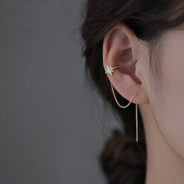 Pendientes minimalistas largos con borlas para mujer