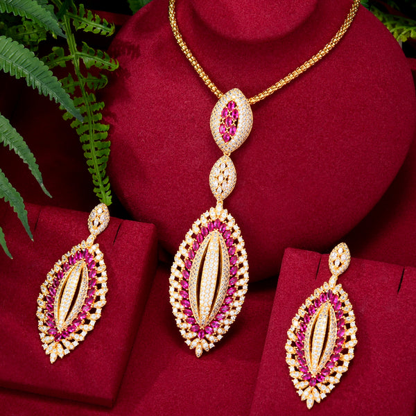 Trendy 2PCS Tricolor Necklace Earring Jewelry Set