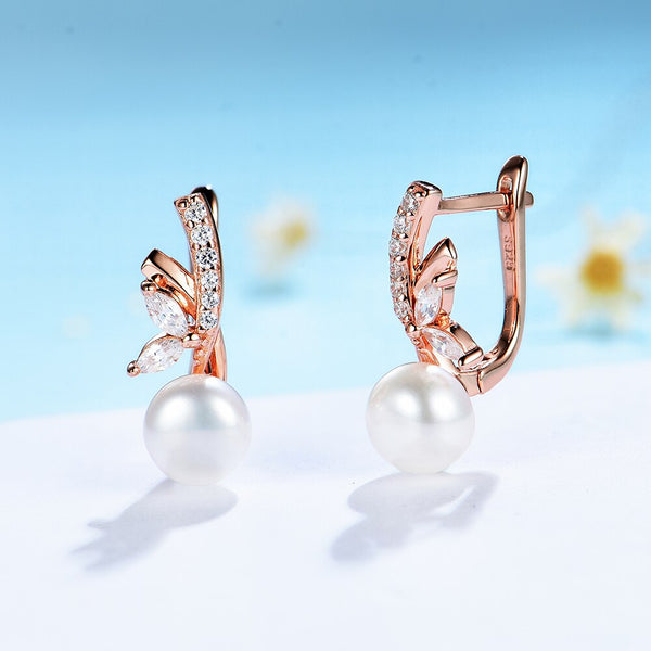 Pendientes de clip de perla natural de agua dulce para mujer