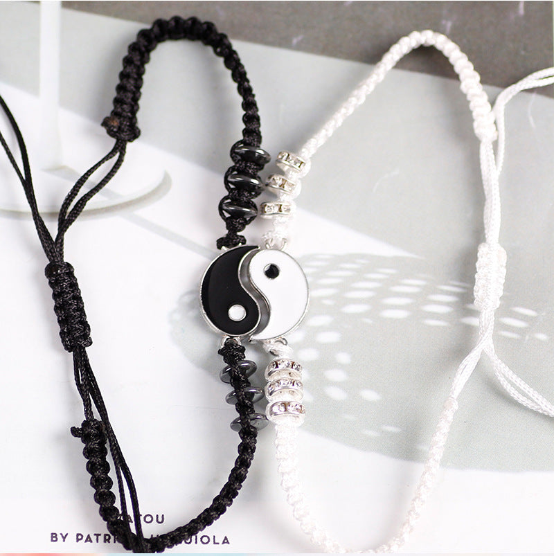 Tai Chi Fengshui Hematite Leather Cord Braid Chain Bracelet
