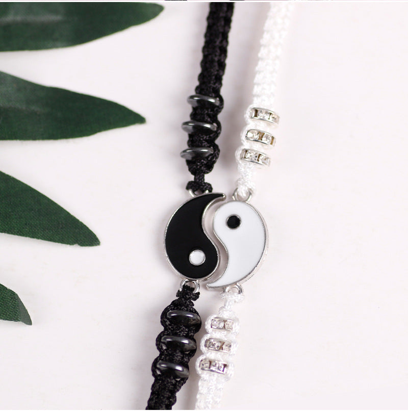 Tai Chi Fengshui Hematite Leather Cord Braid Chain Bracelet