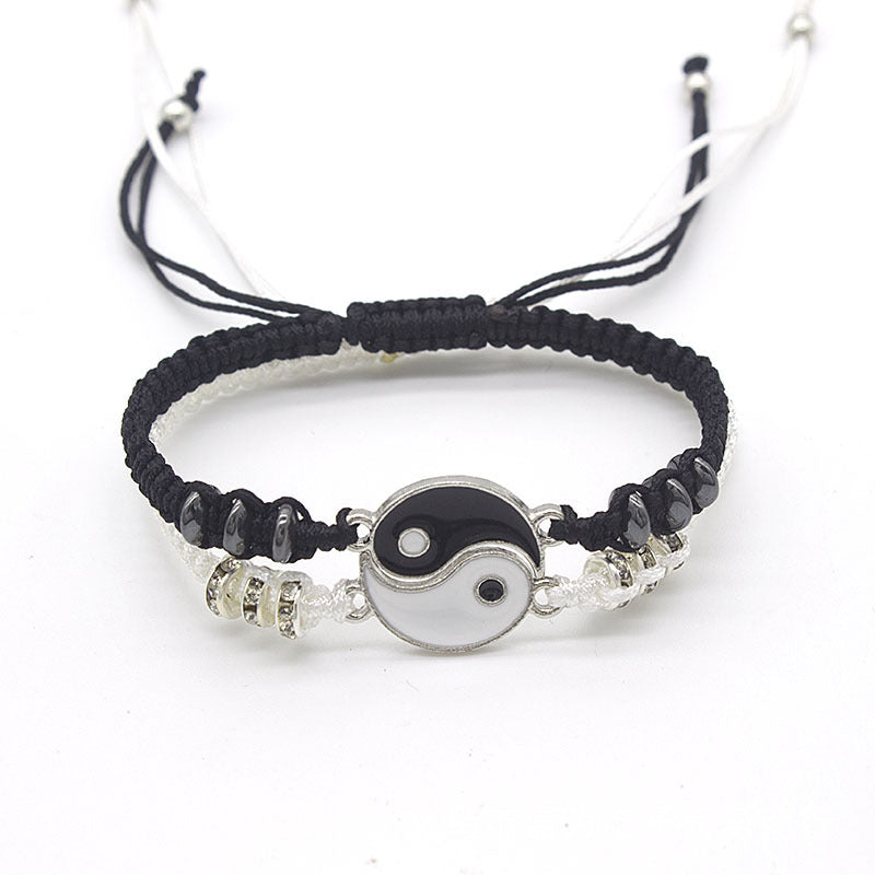 Tai Chi Fengshui Hematite Leather Cord Braid Chain Bracelet