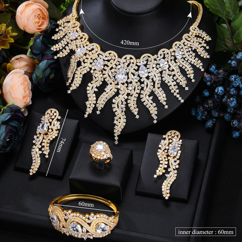 Blue CZ Luxury dubai Jewelry Sets For Women