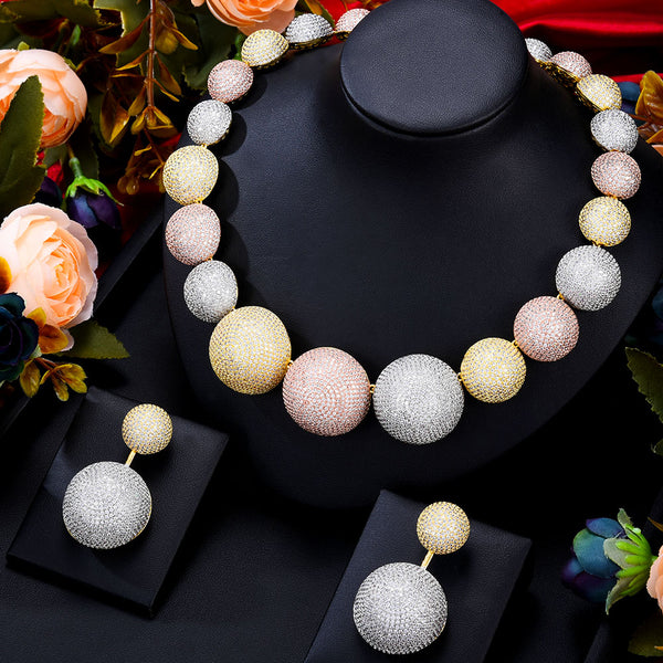 2pc Disco Balls Luxury Nigerian Dubai Jewelry Sets For Women