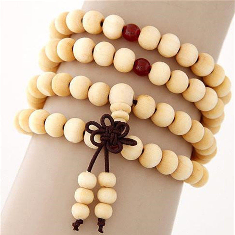 Natural Sandalwood Buddhist Buddha Wood Prayer  Bracelets