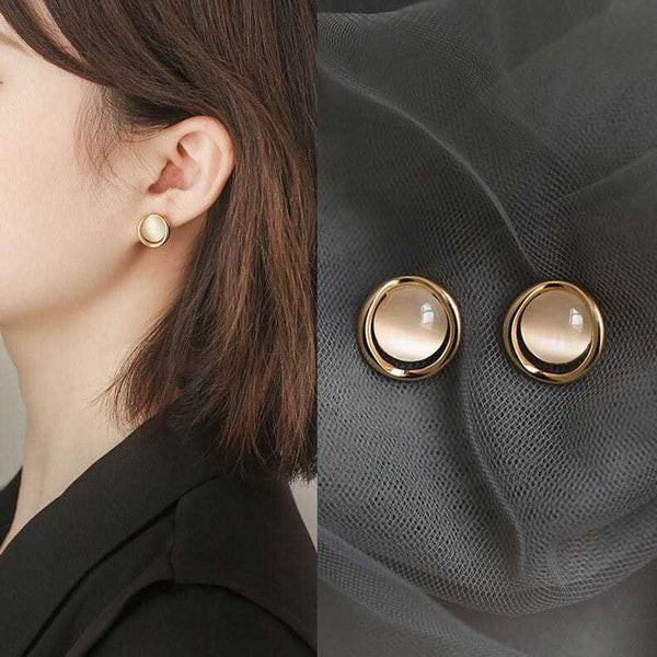 Elegantes y exquisitos pendientes de clip de ópalo para mujer