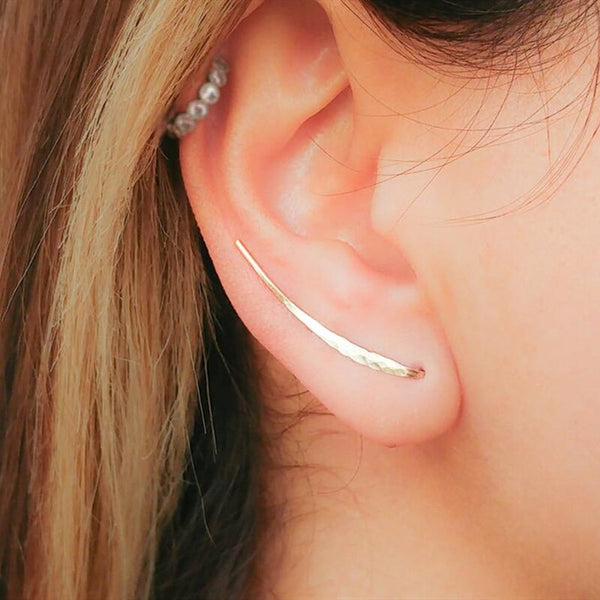 Pendientes de clip curvos en forma de U dorados, hechos a mano, de Simplicity Fashion