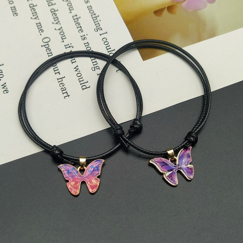 Fashion Butterlfy Black Rope Hand Bracelet