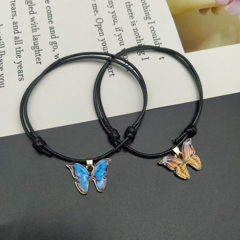 Fashion Butterlfy Black Rope Hand Bracelet