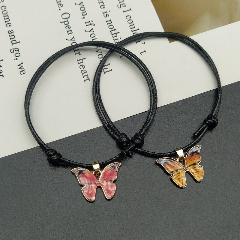 Fashion Butterlfy Black Rope Hand Bracelet