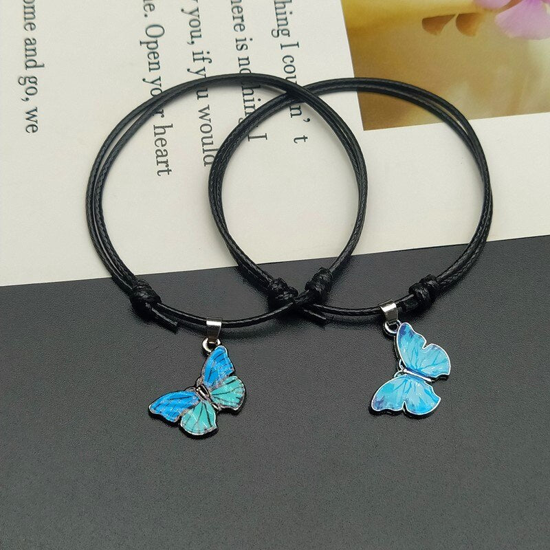 Fashion Butterlfy Black Rope Hand Bracelet