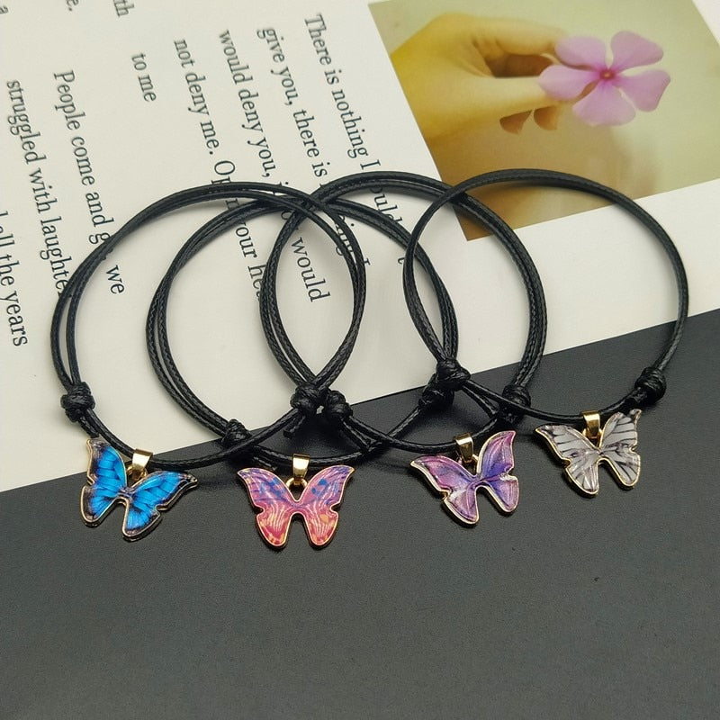 Fashion Butterlfy Black Rope Hand Bracelet