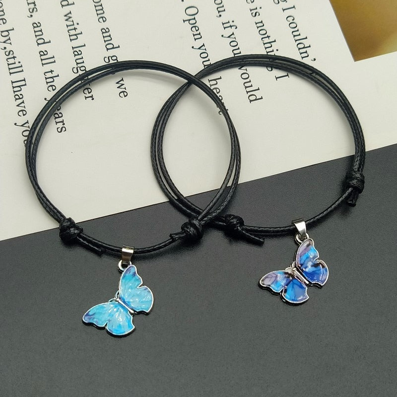 Fashion Butterlfy Black Rope Hand Bracelet