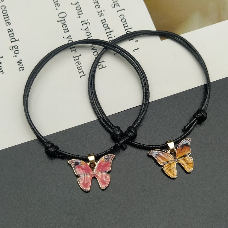 Fashion Butterlfy Black Rope Hand Bracelet