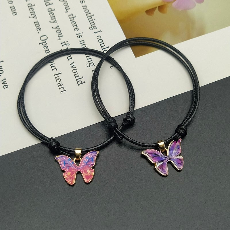 Fashion Butterlfy Black Rope Hand Bracelet