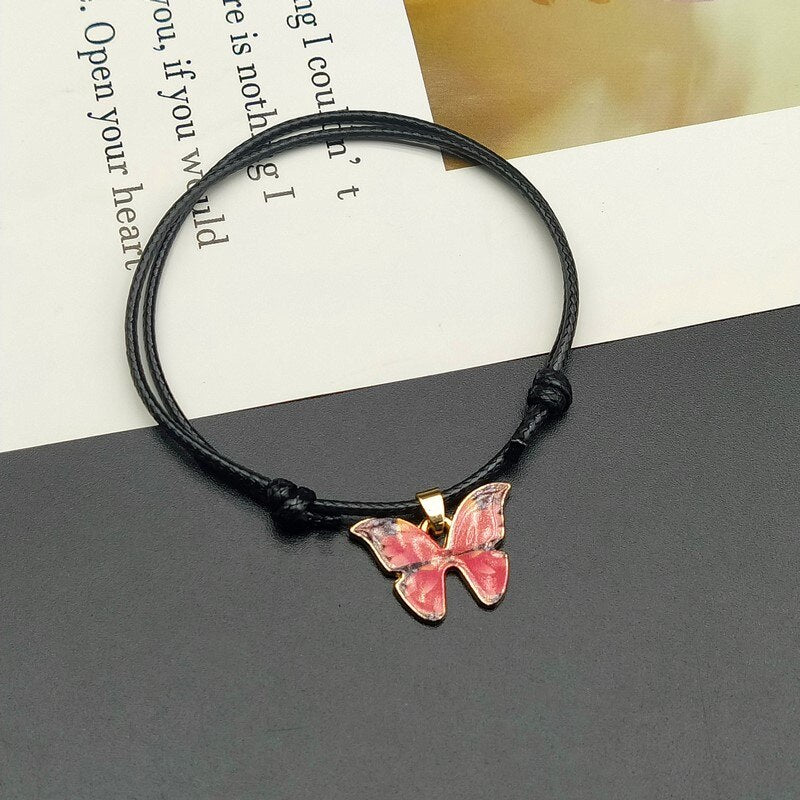 Fashion Butterlfy Black Rope Hand Bracelet