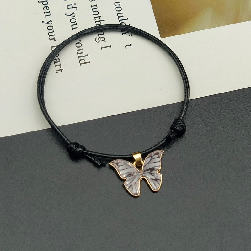 Fashion Butterlfy Black Rope Hand Bracelet