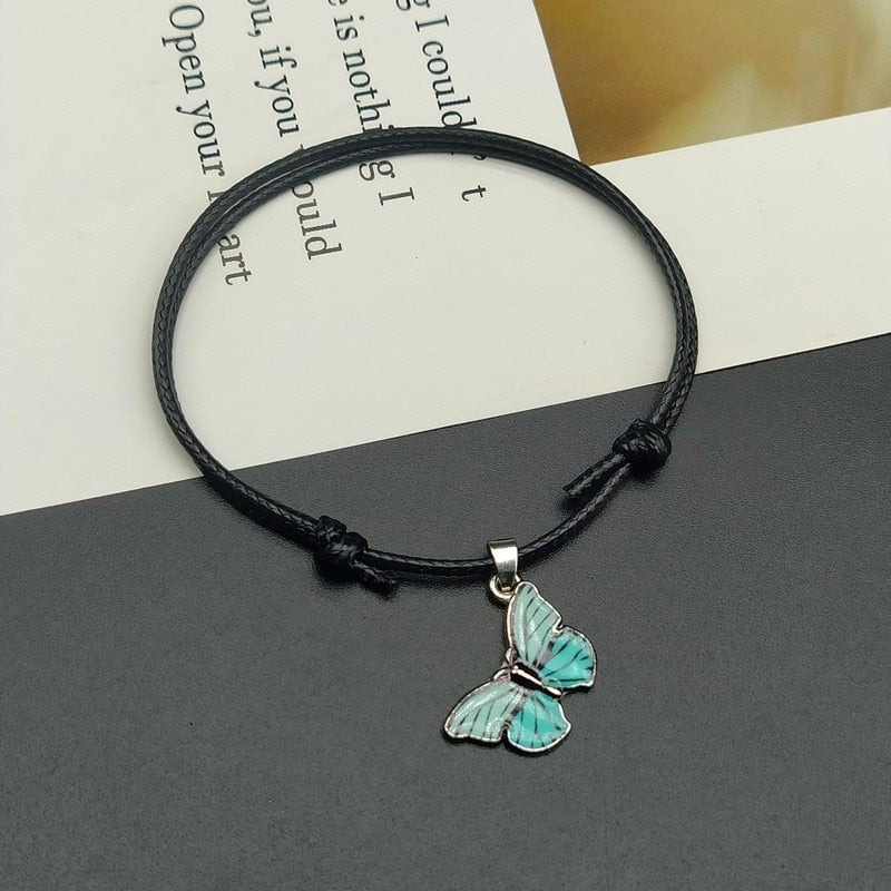 Fashion Butterlfy Black Rope Hand Bracelet