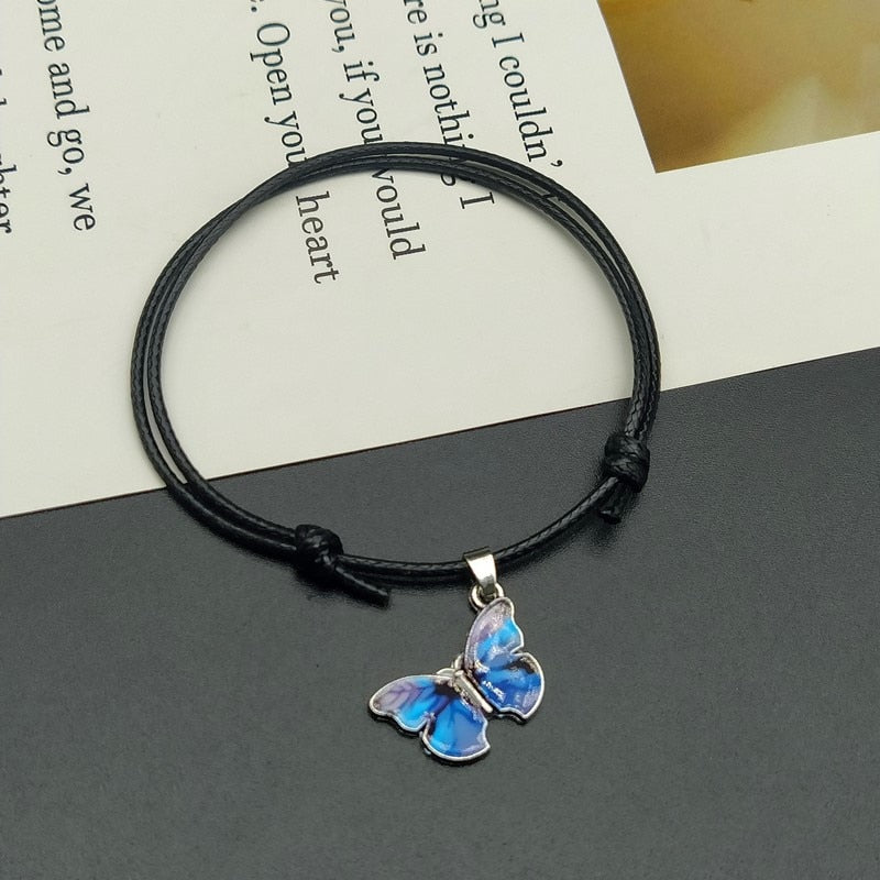 Fashion Butterlfy Black Rope Hand Bracelet