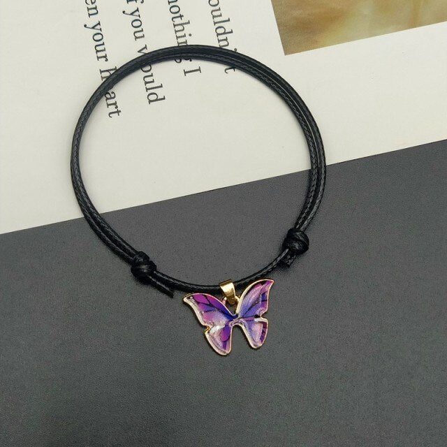 Fashion Butterlfy Black Rope Hand Bracelet