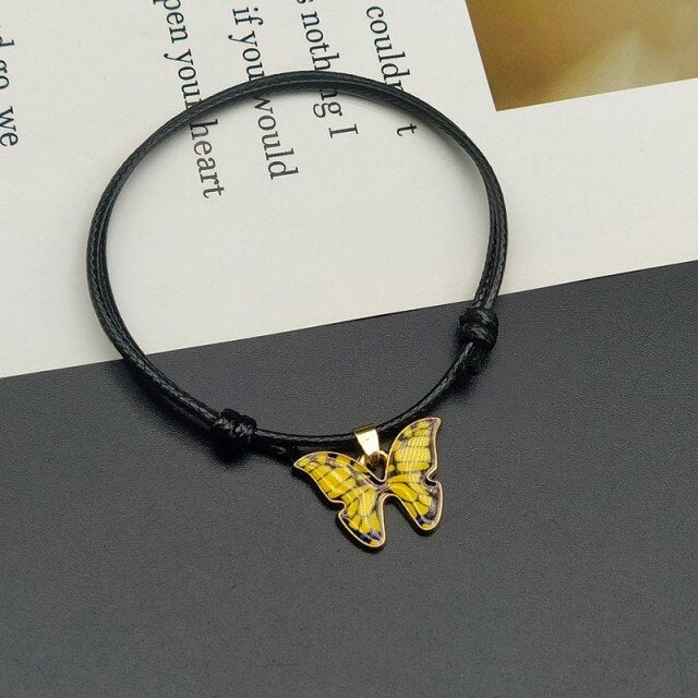 Fashion Butterlfy Black Rope Hand Bracelet