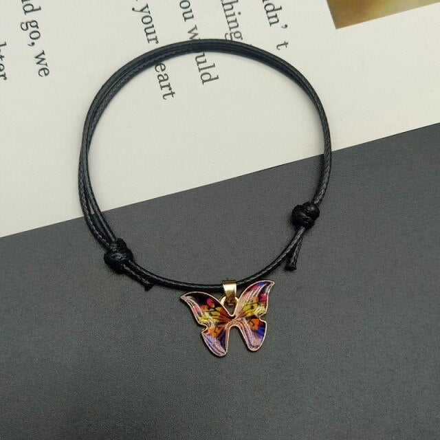Fashion Butterlfy Black Rope Hand Bracelet