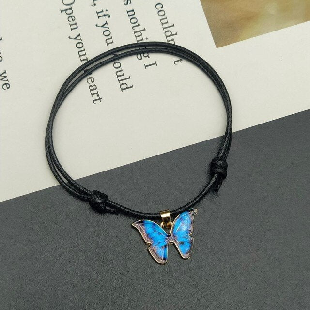 Fashion Butterlfy Black Rope Hand Bracelet