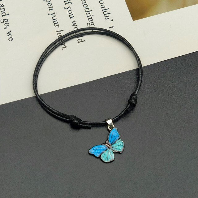 Fashion Butterlfy Black Rope Hand Bracelet
