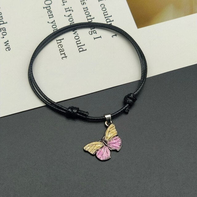 Fashion Butterlfy Black Rope Hand Bracelet