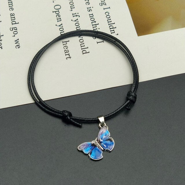 Fashion Butterlfy Black Rope Hand Bracelet