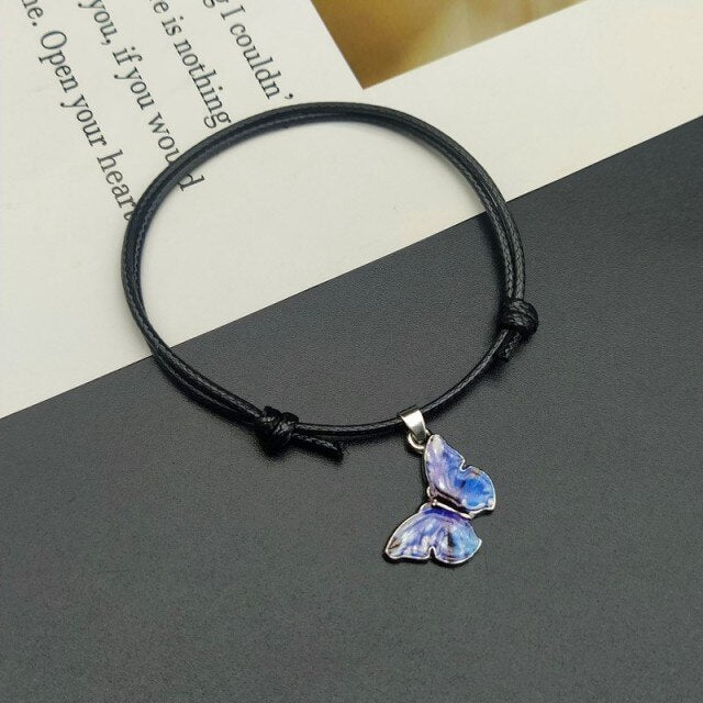 Fashion Butterlfy Black Rope Hand Bracelet