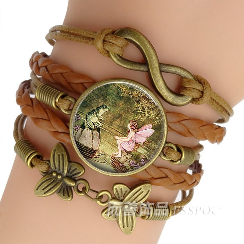 Frog Fairy Tale Vintage Brown Leather Bracelet Gift