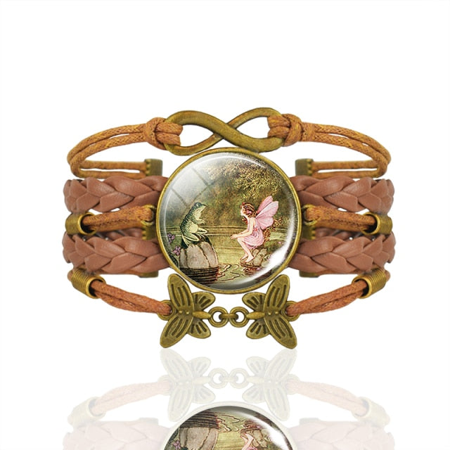 Frog Fairy Tale Vintage Brown Leather Bracelet Gift