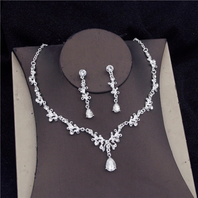 Baroque Green Crown Bridal Jewelry Sets
