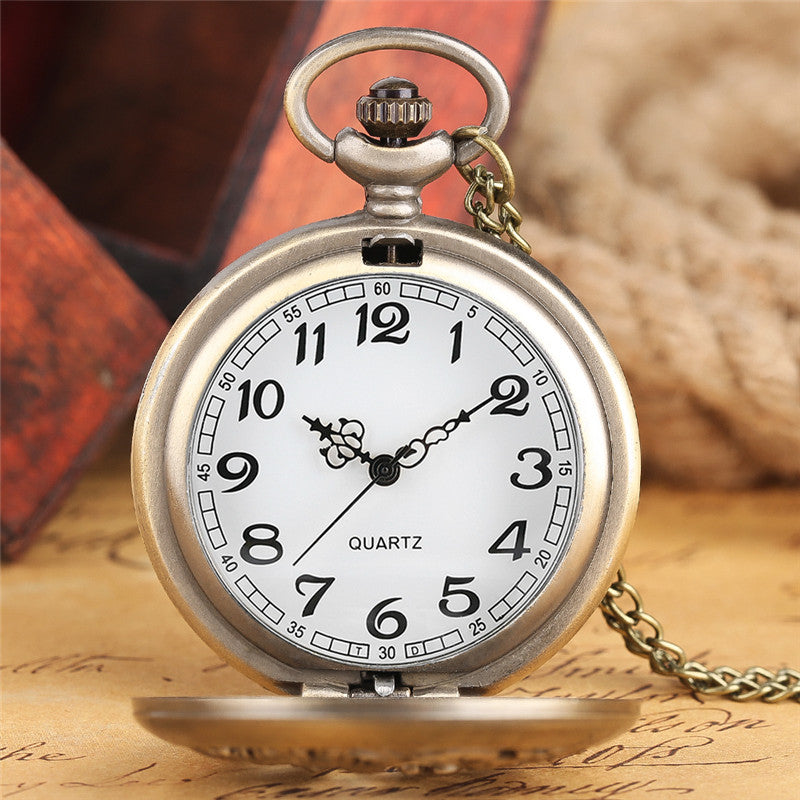 Retro Half Hunter Hollow Dragon & Phoenix Design Pendant Men Women Pocket Watch