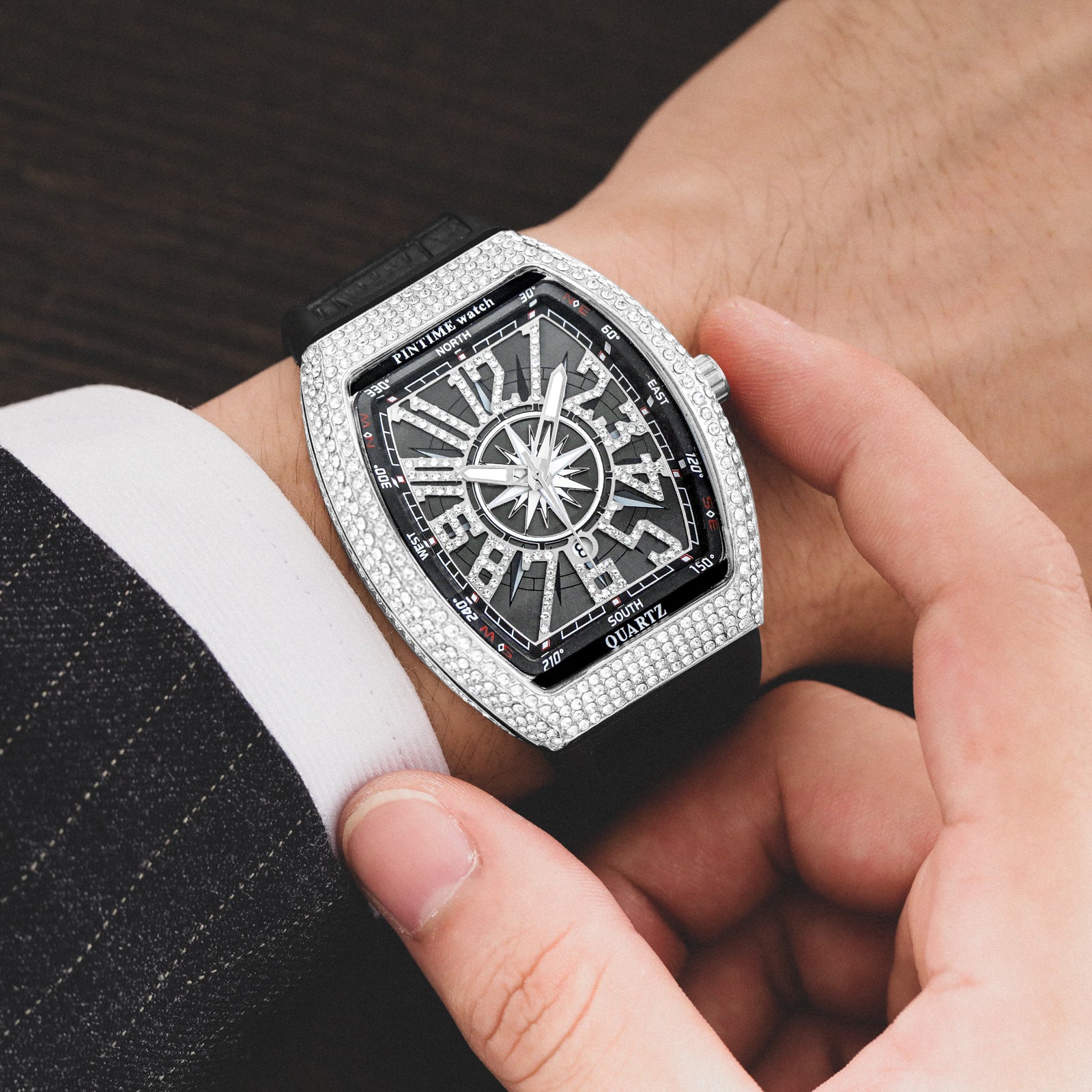 Hip Hop Men Watch Quartz Creative Diamond Clock