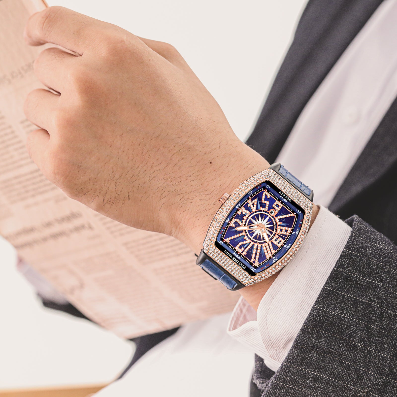 Hip Hop Men Watch Quartz Creative Diamond Clock