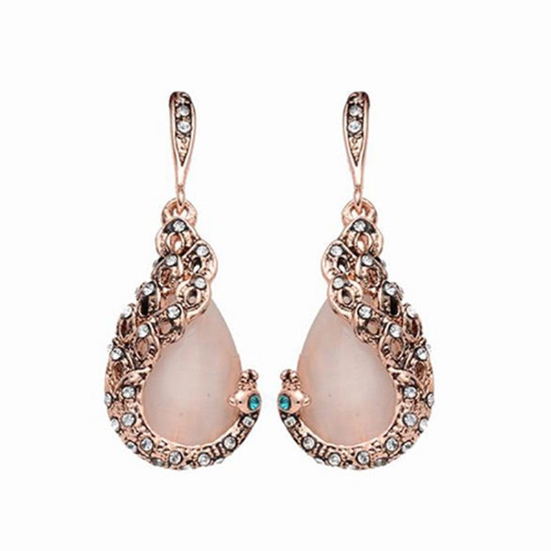 Women Elegant Waterdrop Rhinestone  Hook Earrings Jewelry Set