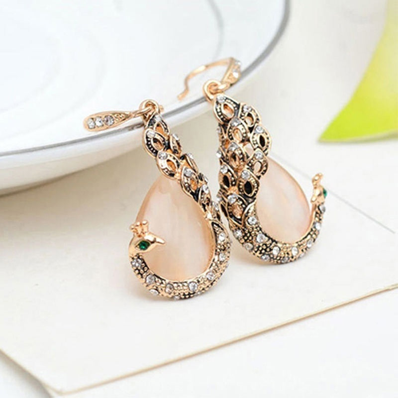 Women Elegant Waterdrop Rhinestone  Hook Earrings Jewelry Set