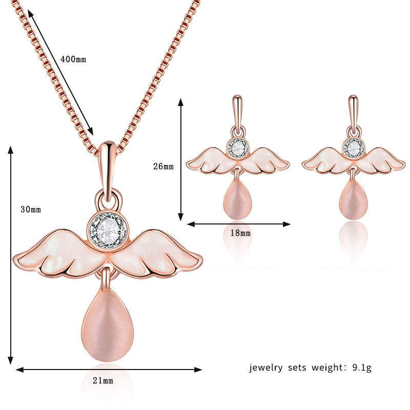 Women Elegant Waterdrop Rhinestone  Hook Earrings Jewelry Set
