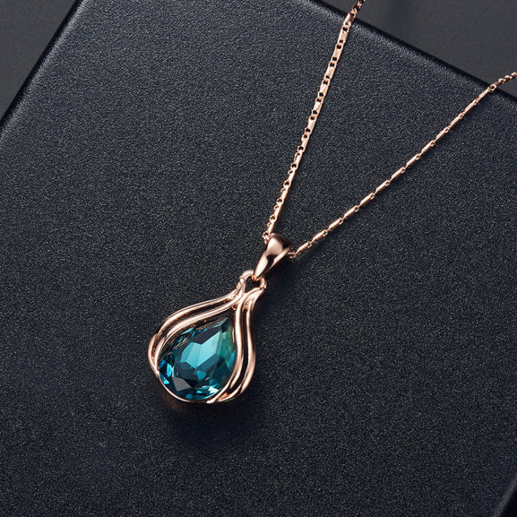 Women Elegant Waterdrop Rhinestone  Hook Earrings Jewelry Set
