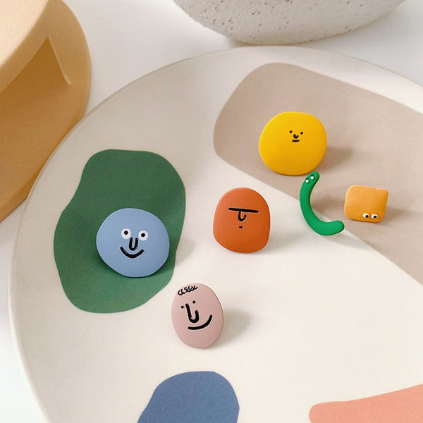 Korean Personality Human Face Clip on Earrings for Women